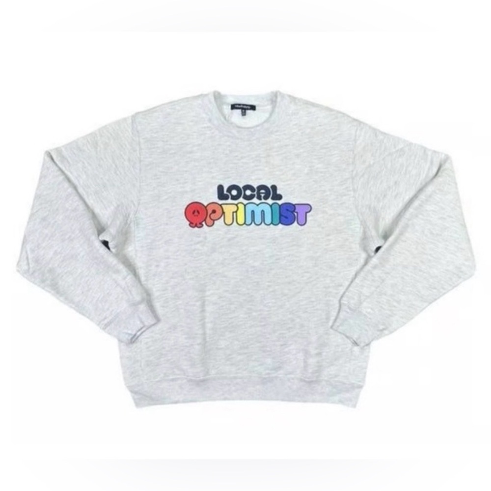 Madhappy Local Optimist Crewneck Sweatshirt Small Heather Gray NWT Oversized